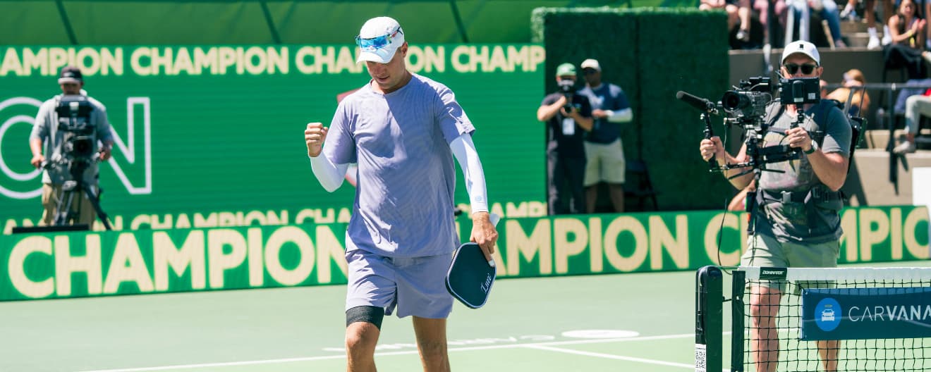 Chris Haworth celebrating his singles title at the Veolia Atlanta Pickleball Championships.