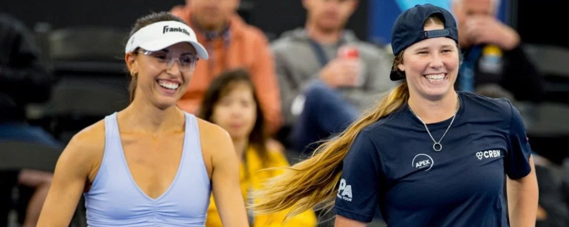 Parris Todd and Danni-Elle Townsend on the court in Brisbane.