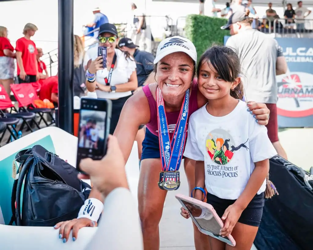 Catherine Parenteau with fan